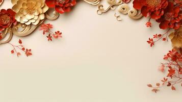 Chinese holiday background with flowers photo