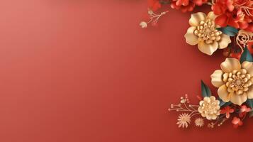 Chinese holiday background with flowers photo