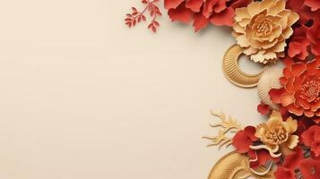 Chinese holiday background with flowers photo