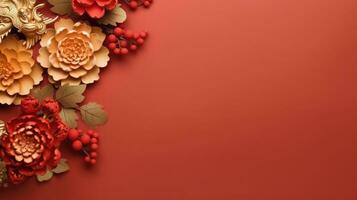 Chinese holiday background with flowers photo