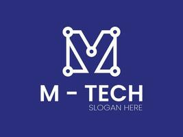 M tech logo design vector template