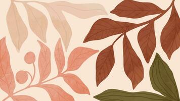 Abstract art autumn background vector. Botanic fall season hand drawn pattern design with leaves branch. Simple contemporary style illustrated Design for fabric, print, cover, banner, wallpaper. vector