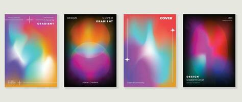 Gradient design background cover set. Abstract gradient graphic with sparkle, liquid, layers. Futuristic business cards collection illustration for flyer, brochure, invitation, media. vector