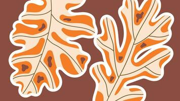 Abstract art autumn background vector. Botanic fall season hand drawn pattern design with leaves branch. Simple contemporary style illustrated Design for fabric, print, cover, banner, wallpaper. vector