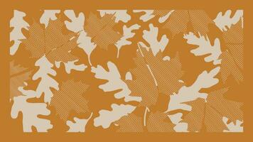 Abstract art autumn background vector. Botanic fall season hand drawn pattern design with oak, maple leaves. Simple contemporary style illustrated Design for fabric, print, cover, banner, wallpaper. vector