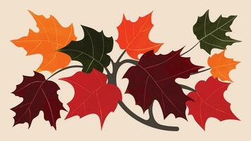 resumen Arte otoño antecedentes vector. botánico otoño temporada mano dibujado modelo diseño con arce hojas rama. sencillo contemporáneo estilo ilustrado diseño para tela, imprimir, cubrir, bandera, fondo de pantalla. vector