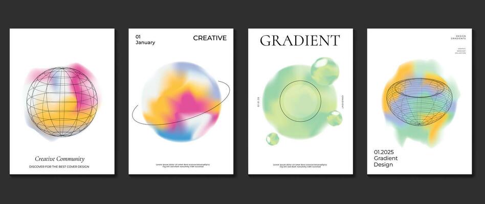 Modern y2k design background cover. Abstract gradient graphic with circle, wireframe. Aesthetic business cards collection illustration for flyer, brochure, invitation, social media, idol poster.