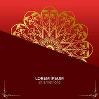 Red luxury background, with gold mandala ornament vector