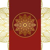 Red luxury background, with gold mandala ornament vector