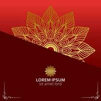 Red luxury background, with gold mandala ornament vector