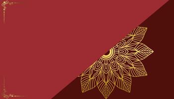 Red luxury background, with gold mandala ornament vector