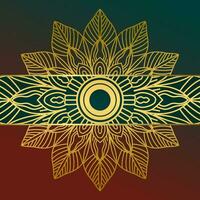 Gradient background with golden mandala ornament vector