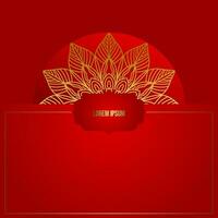 Red luxury background, with gold mandala ornament vector