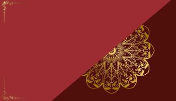 Red luxury background, with gold mandala ornament vector