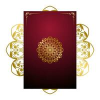 Red luxury background, with gold mandala ornament vector