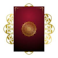 Red luxury background, with gold mandala ornament vector