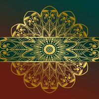 Gradient background with golden mandala ornament vector