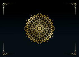 blue background with golden mandala ornament vector