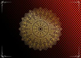 Red luxury background, with gold mandala ornament vector