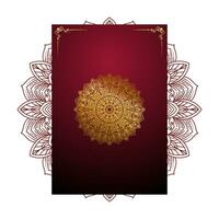 Red luxury background, with gold mandala ornament vector