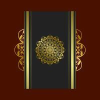 Black luxury background with gold mandala ornament vector