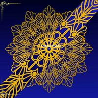 Blue background with golden mandala ornament vector