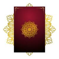 Gradient background with golden mandala ornament vector