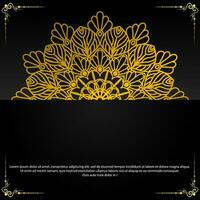 Black luxury background with gold mandala ornament vector