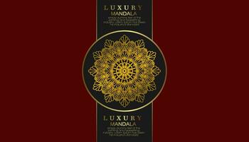 Red luxury background, with gold mandala ornament vector