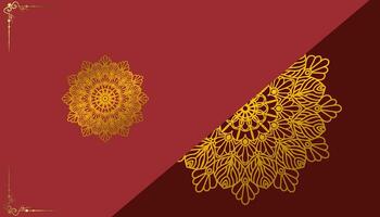 Red luxury background, with gold mandala ornament vector