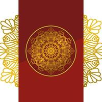 Red luxury background, with gold mandala ornament vector