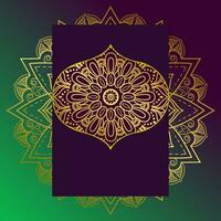 Gradient background with golden mandala ornament vector