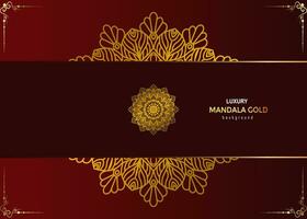 Red luxury background, with gold mandala ornament vector