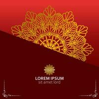 Red luxury background, with gold mandala ornament vector