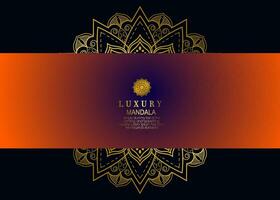Gradient background with golden mandala ornament vector