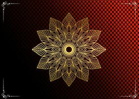 Red luxury background, with gold mandala ornament vector