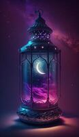 arabic lantern of ramadan celebration background illustration. photo