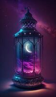 arabic lantern of ramadan celebration background illustration. AI Generative photo