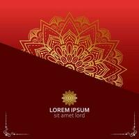 Red luxury background, with gold mandala ornament vector