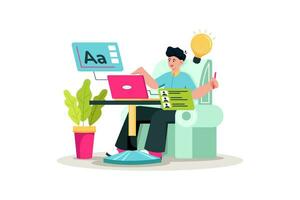 Freelancer working on multiple client projects vector