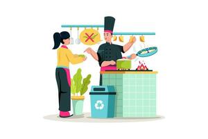 cocinero preparando múltiple platos y gerente cocina personal durante un ocupado servicio. vector