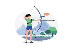 Female Archer Character Illustration concept. A flat illustration isolated on white background vector