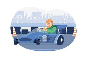 Riding A Karting Illustration concept. A flat illustration isolated on white background vector