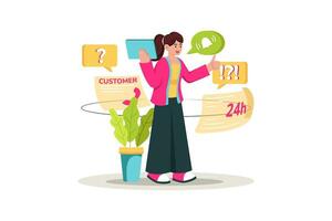 Customer service representative multitasking customer assistance vector