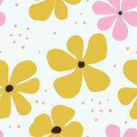 Beautiful floral seamless pattern. Vector texture with hand drawn flowers. Seamless floral background in retro style