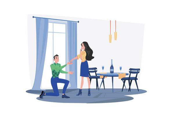Couple In Love Illustration concept. A flat illustration isolated on white background