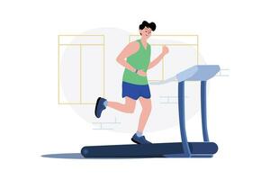 Boy Running On Treadmill vector