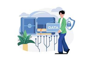 Cloud Data Center Illustration concept. A flat illustration isolated on white background vector