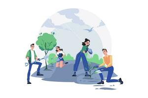 People Are Planting Trees Around The Globe vector