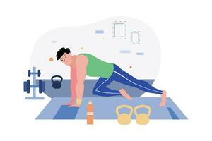 Man Doing Exercise At Home vector